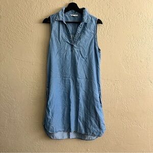 beachlunchlounge Light Blue Sleeveless Denim Shift Dress